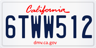 CA license plate 6TWW512