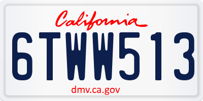 CA license plate 6TWW513