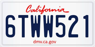 CA license plate 6TWW521