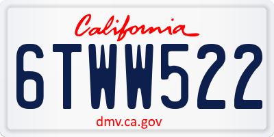 CA license plate 6TWW522