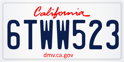 CA license plate 6TWW523