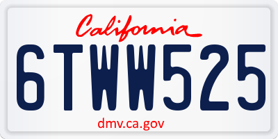 CA license plate 6TWW525