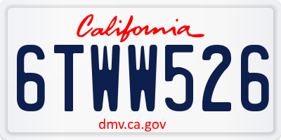 CA license plate 6TWW526
