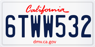 CA license plate 6TWW532