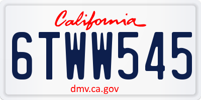 CA license plate 6TWW545