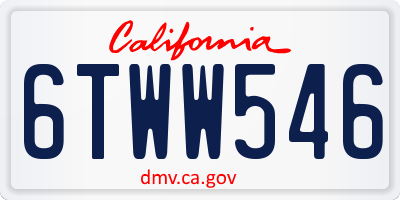 CA license plate 6TWW546