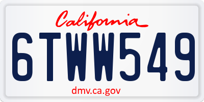 CA license plate 6TWW549
