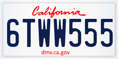 CA license plate 6TWW555