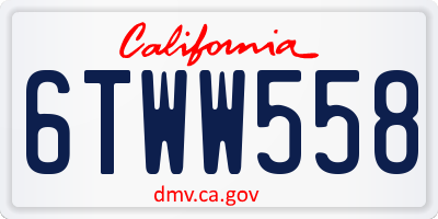 CA license plate 6TWW558