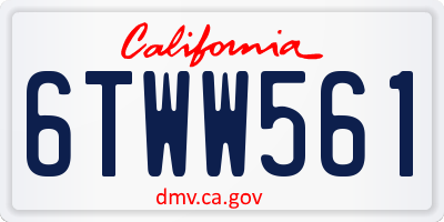 CA license plate 6TWW561