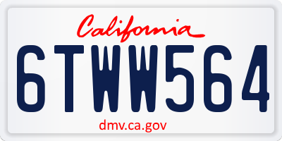 CA license plate 6TWW564