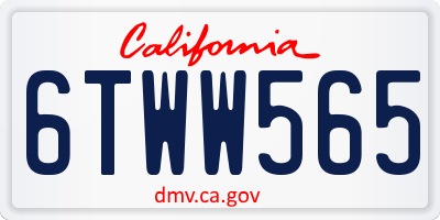 CA license plate 6TWW565