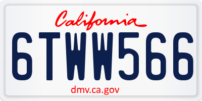 CA license plate 6TWW566