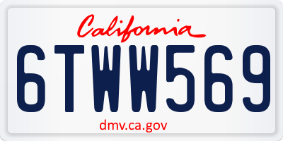 CA license plate 6TWW569