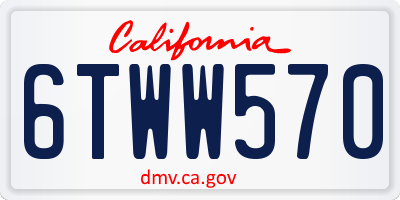CA license plate 6TWW570