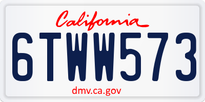 CA license plate 6TWW573