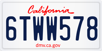 CA license plate 6TWW578
