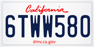 CA license plate 6TWW580