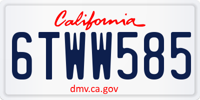 CA license plate 6TWW585