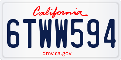 CA license plate 6TWW594