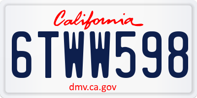 CA license plate 6TWW598