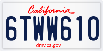 CA license plate 6TWW610