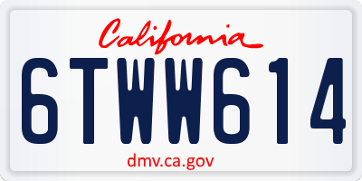 CA license plate 6TWW614
