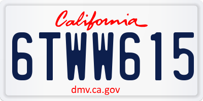 CA license plate 6TWW615