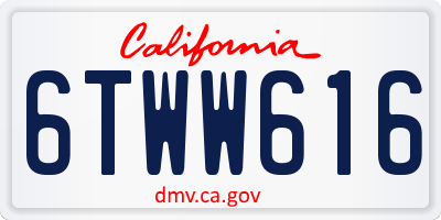 CA license plate 6TWW616