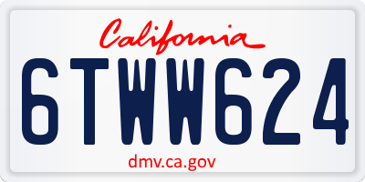 CA license plate 6TWW624