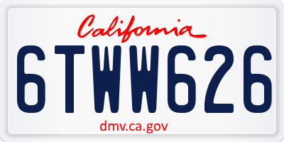 CA license plate 6TWW626