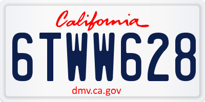 CA license plate 6TWW628