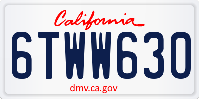 CA license plate 6TWW630