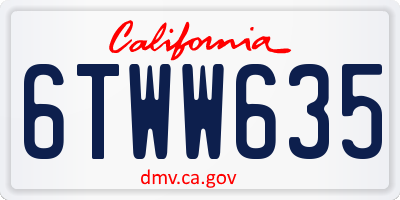 CA license plate 6TWW635