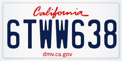 CA license plate 6TWW638