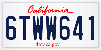 CA license plate 6TWW641