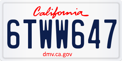 CA license plate 6TWW647