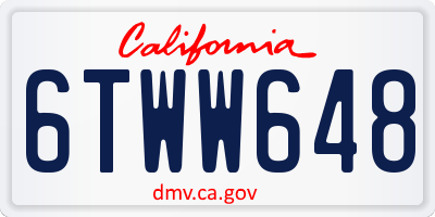 CA license plate 6TWW648