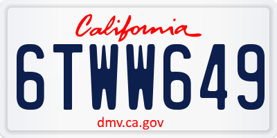 CA license plate 6TWW649