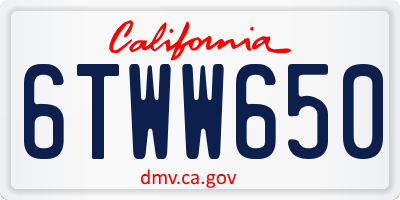 CA license plate 6TWW650