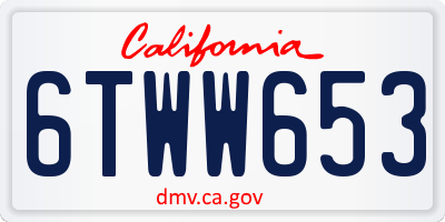 CA license plate 6TWW653