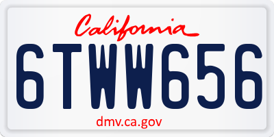 CA license plate 6TWW656