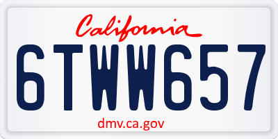 CA license plate 6TWW657