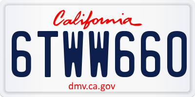 CA license plate 6TWW660