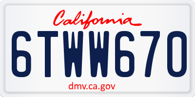 CA license plate 6TWW670