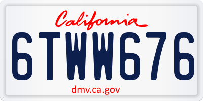 CA license plate 6TWW676