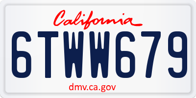 CA license plate 6TWW679