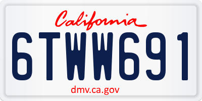 CA license plate 6TWW691