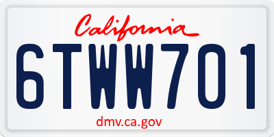 CA license plate 6TWW701
