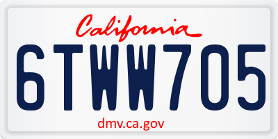 CA license plate 6TWW705